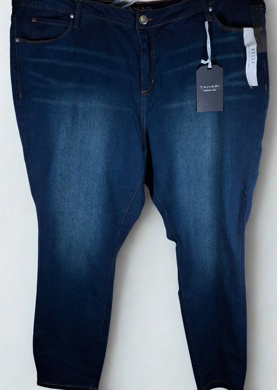 Tahari Kelly Comfort Luxe Mid Rise Skinny Jeans 24W Blue